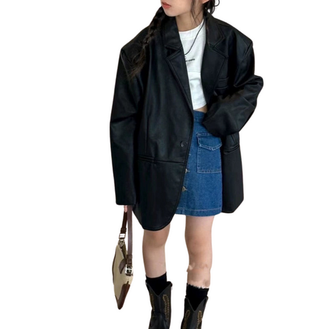 Leather Blazer Jacket-Modern Baby Las Vegas
