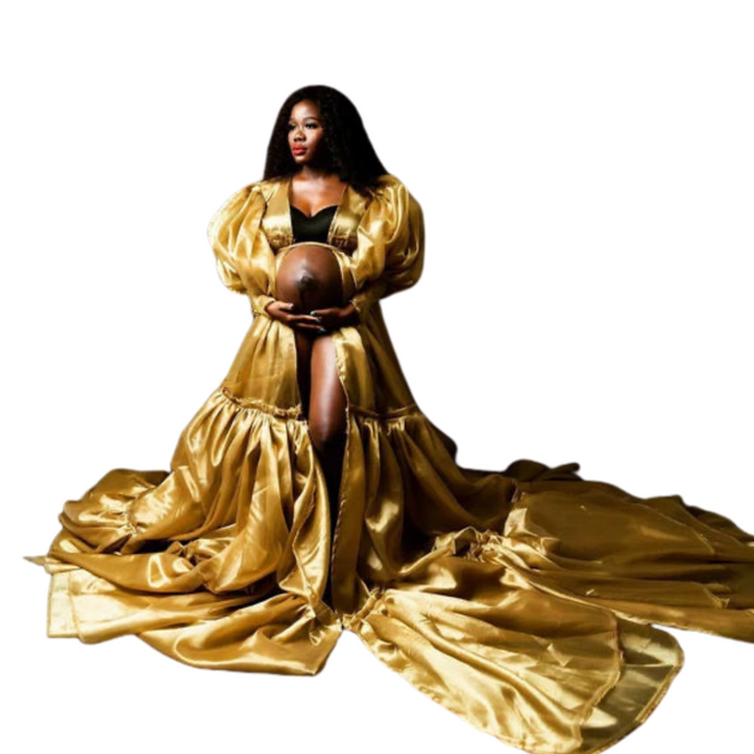 Gold Satin Maternity Robe | Modern Baby Las Vegas