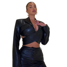 Load image into Gallery viewer, Crop Leather Wrap Top | Modern Baby Las Vegas
