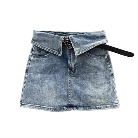Folded Denim Skirt