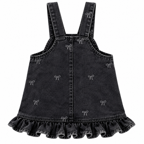 Ribbon Denim Overall Dress