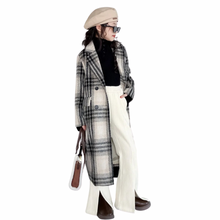 Load image into Gallery viewer, Long Plaid Wool Coat
