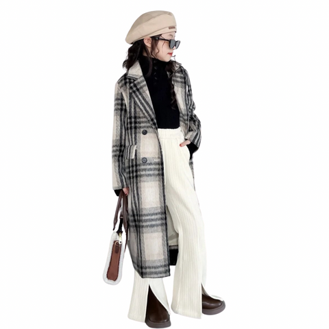 Long Plaid Wool Coat-Modern Baby Las Vegas