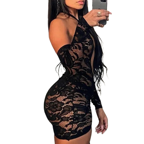 Backless Hollow-Out Lace Dress-Modern Baby Las Vegas