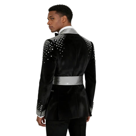 Crystal Beaded Belted Suit