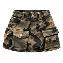 Load image into Gallery viewer, Multi- Pocket Camo Denim Skirt
