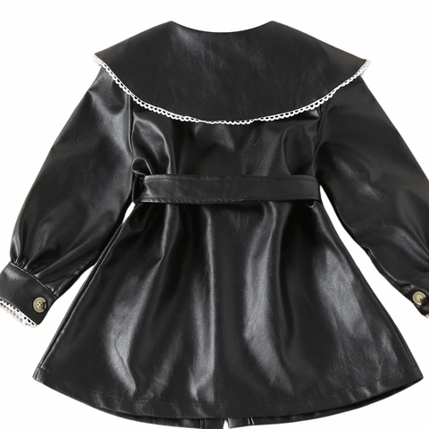 Belted Leather Lace Collar Dress-Modern Baby Las Vegas