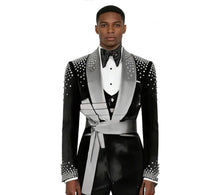 Load image into Gallery viewer, Crystal Beaded Belted Suit
