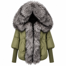 Load image into Gallery viewer, Fox Fur Collar Hooded Coat
