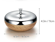 Load image into Gallery viewer, Oak Storage Metal Bowl with Lid
