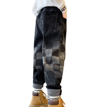 Load image into Gallery viewer, Black Checkered Denim Jeans
