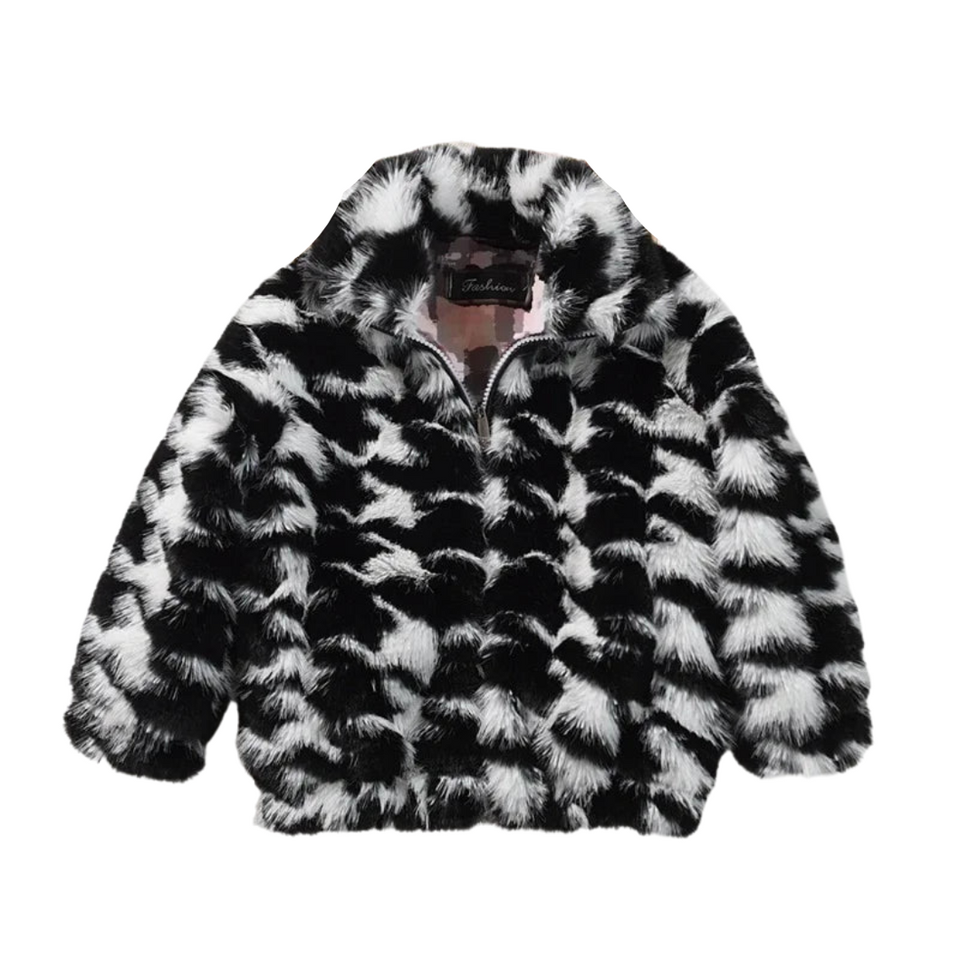 Houndstooth Fur Coat