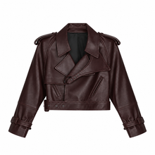 Load image into Gallery viewer, Genuine Leather Cropped Jacket
