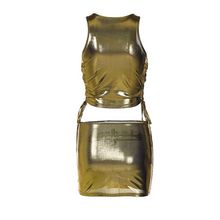 Load image into Gallery viewer, Metallic Tank Top Skirt Set
