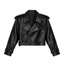 Load image into Gallery viewer, Genuine Leather Cropped Jacket
