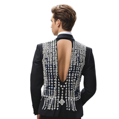 Luxury Hollow Out Back Beaded Tuxedo