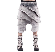 Load image into Gallery viewer, Multilayer Asymmetric Distressed Shorts
