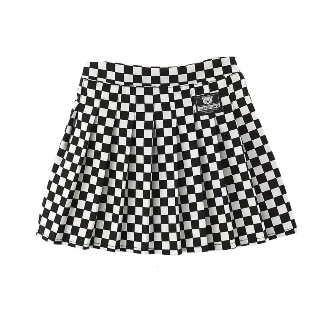 Checker Pleated Skirt