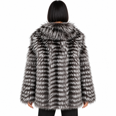 Silver Fox Belted Fur Coat