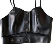 Load image into Gallery viewer, Leather Hollow Out Tank Top
