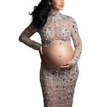 Load image into Gallery viewer, Pearl Beaded Maternity Dress Set
