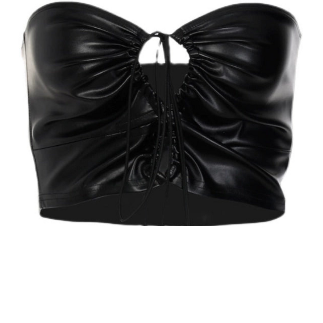 Leather Drawstring Tube Top