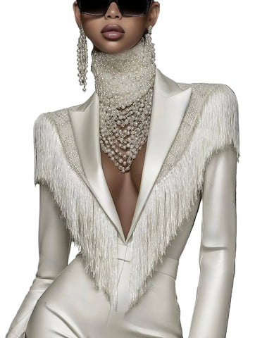 Luxury Tassel V Neck Jumpsuit