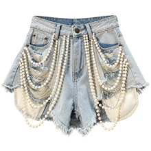 Load image into Gallery viewer, Pearl Drip Denim Shorts
