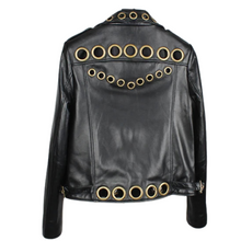 Load image into Gallery viewer, Goldd Hole Leather Motorcycle Jacket
