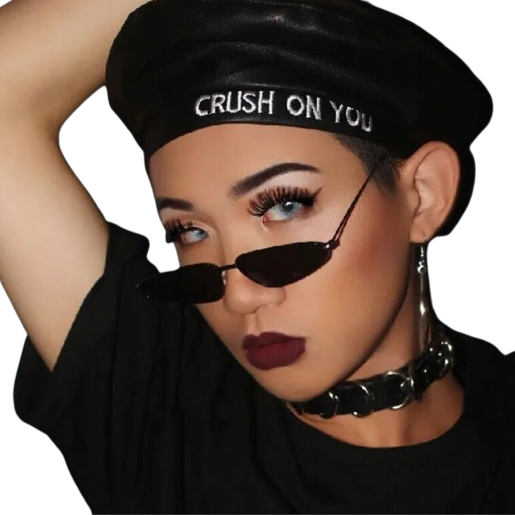 Crush On You Leather Beret Hat
