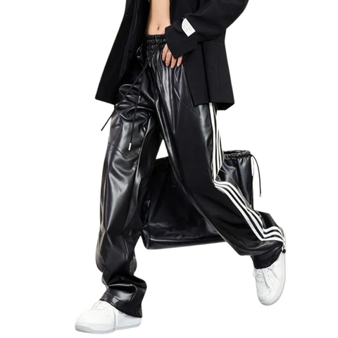 Baggy Striped Leather Pants-Modern Baby Las Vegas