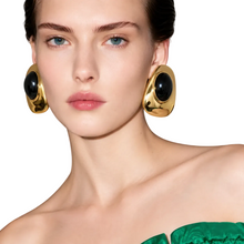 Load image into Gallery viewer, Gold Geo Colored Round Earrings
