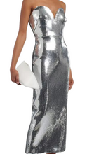 Load image into Gallery viewer, Silver Sequin Midi Dress
