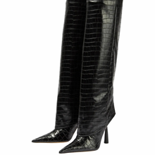 Load image into Gallery viewer, Vegan Croc Knee-High Boots
