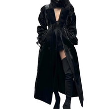 Load image into Gallery viewer, Extra Long Patent Leather Trench Coat
