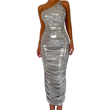 Load image into Gallery viewer, One Shoulder Ruched Maxi Dress
