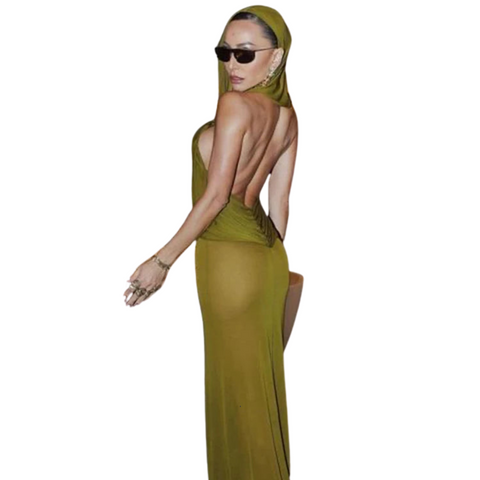 Hooded Mesh Draped Dress-Modern Baby Las Vegas