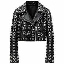 Load image into Gallery viewer, Gold Eyelet Leather Jacket
