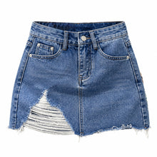 Load image into Gallery viewer, Ripped Mini Denim Skirt

