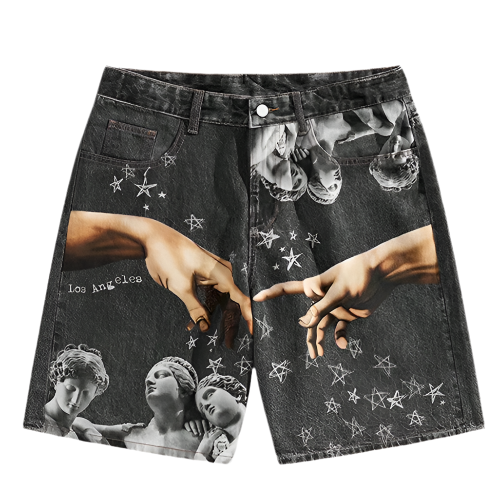 Los Angeles Hand Printed Denim Shorts