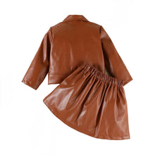Load image into Gallery viewer, Leather Jacket Pleated Skirt Set
