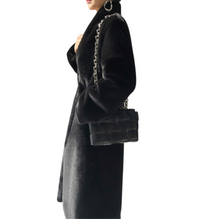 Load image into Gallery viewer, Long Black Faux Mink Fur Coat
