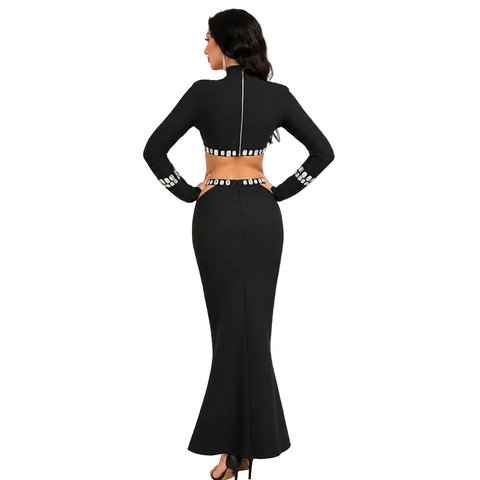 Hollow Out Crystal Dress Set