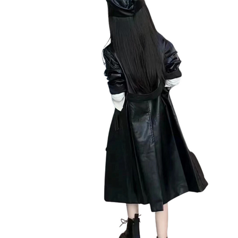 Leather Button Trench Coat-Modern Baby Las Vegas