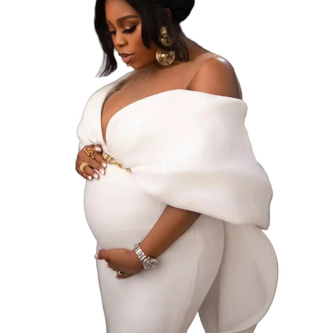 Caped Shoulder Mermaid Maternity Dress