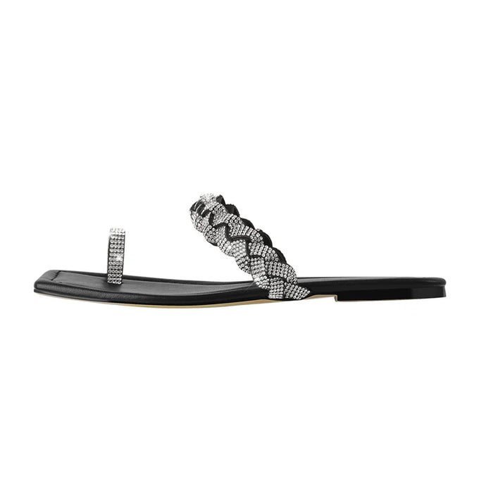 Braided Single-Toe Crystal Sandals-Modern Baby Las Vegas