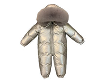 Load image into Gallery viewer, Metallic Padded Fur Hooded Snowsuit
