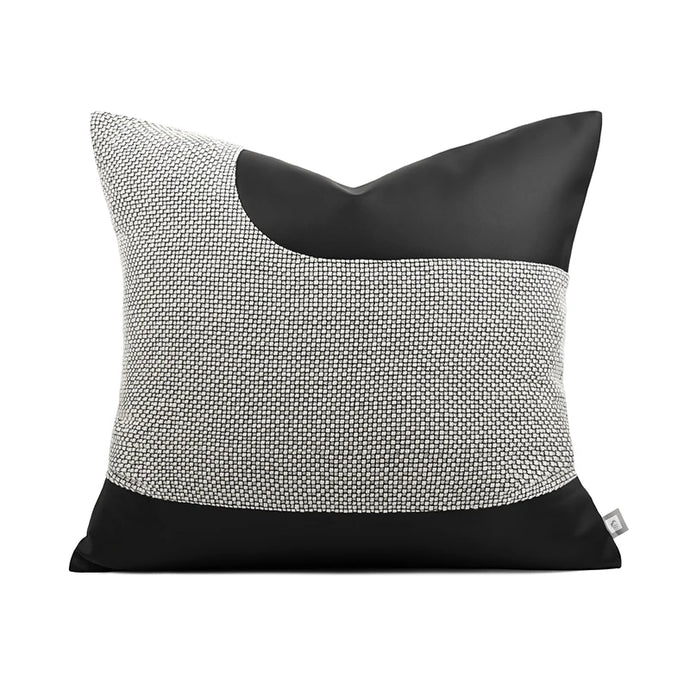 Black Leather Twill Patch Cushion Covers | Modern Baby Las Vegas