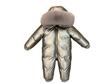 Load image into Gallery viewer, Metallic Padded Fur Hooded Snowsuit
