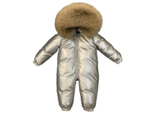 Load image into Gallery viewer, Metallic Padded Fur Hooded Snowsuit
